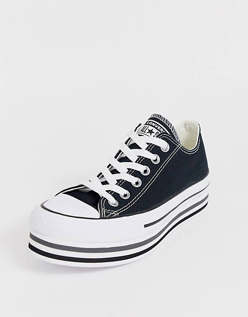hand in thickness To adapt Converse black Chuck Taylor Ox All Star platform layer sneakers | ASOS