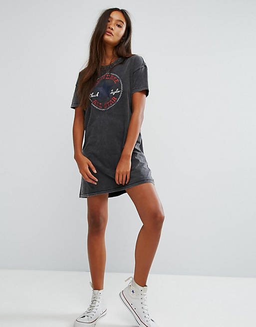 Converse Black Classic Logo T-Shirt Dress | ASOS