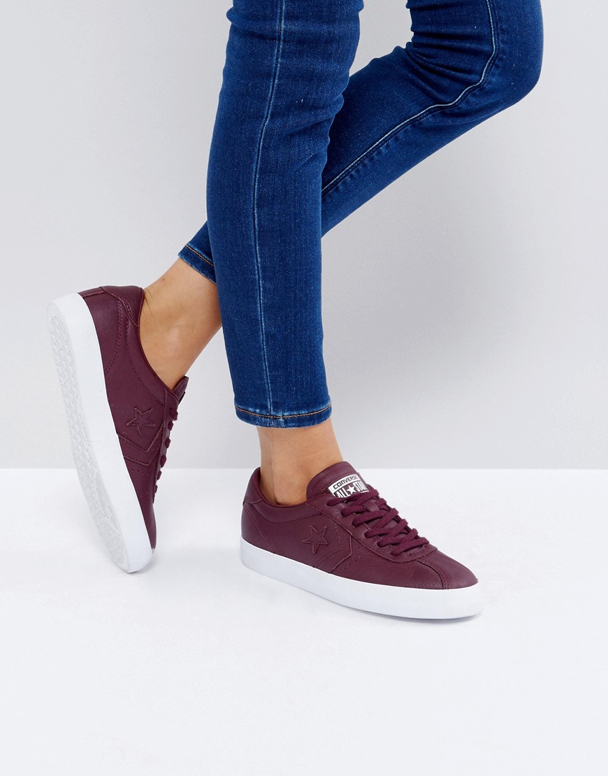 Converse - Breakpoint - bordeauxfarvede sneakers i læder-Rød