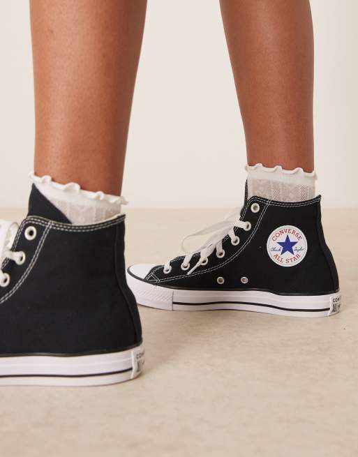 Converse – Bred passform – Chuck Taylor All Star – Svarta sneakers med högt skaft, 4 av 5