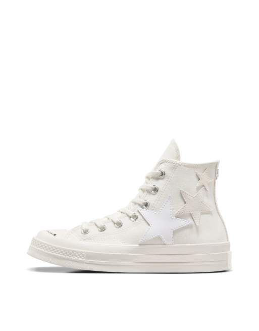 Converse Chuck 70 All Star sneakers in white with star details, 3 of 4