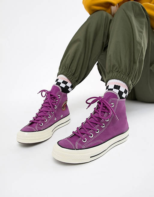 Converse Chuck 70 Base Camp hi suede purple sneakers | ASOS