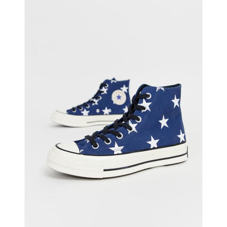 Converse bleu etoile outlet blanche