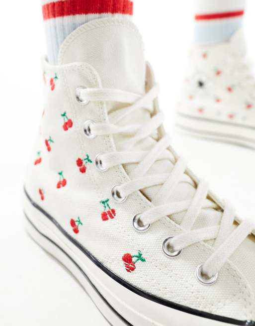 Converse Chuck 70 Baskets a motif cerises Creme