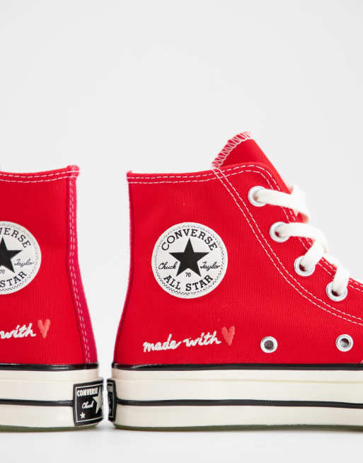 Converse rouge avec marguerite hot sale