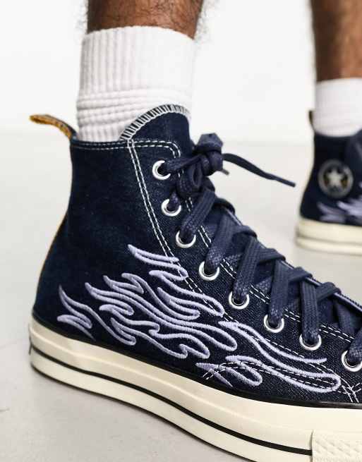 Converse Chuck 70 Baskets montantes avec flammes en denim Bleu fonc