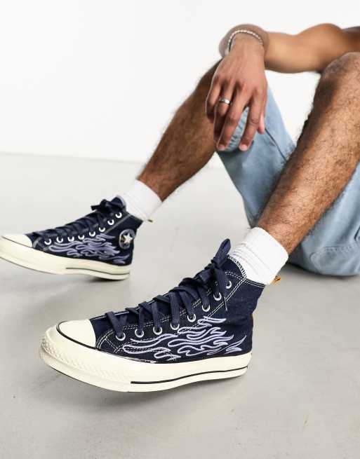 Converse Chuck 70 Baskets montantes avec flammes en denim Bleu fonc