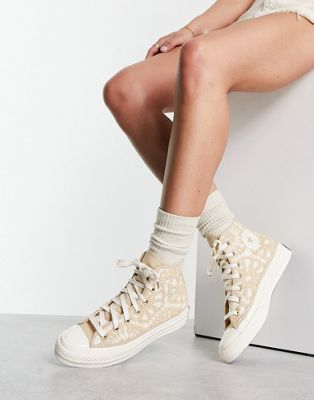 Converse Chuck 70 crochet hi trainers in taupe - ASOS Price Checker