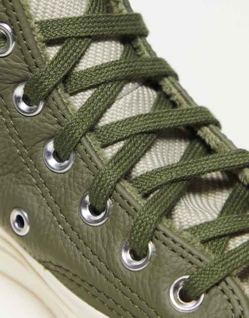 Converse Chuck 70 Baskets montantes en cuir avec doublure en fausse fourrure Vert fonctionnel