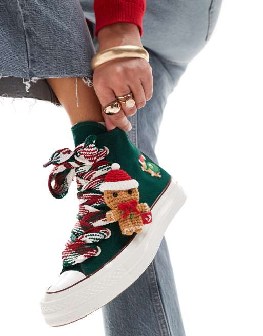 Converse Chuck 70 Christmas sneakers in green and red details