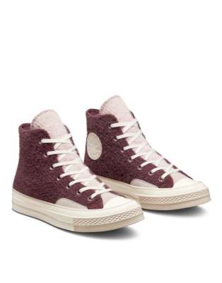 Converse Chuck 70 Cozy Utility Sneakers In Burgundy-red