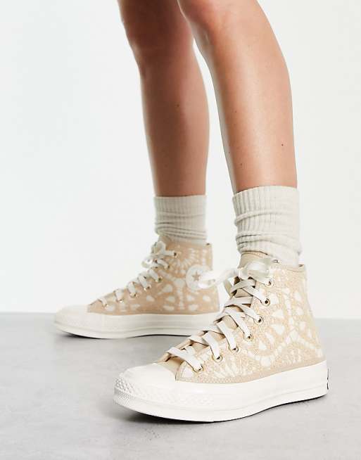 Converse Chuck 70 crochet hi sneakers in taupe | High Converse Chuck 70 crochet hi sneakers in taupe | High