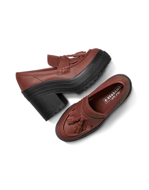 Converse Chuck 70 de luxe heel loafer platform leather in dark
