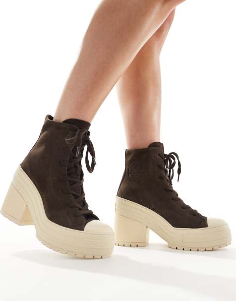 Converse Chuck 70 De Luxe heel platform sneakers in brown - view 1