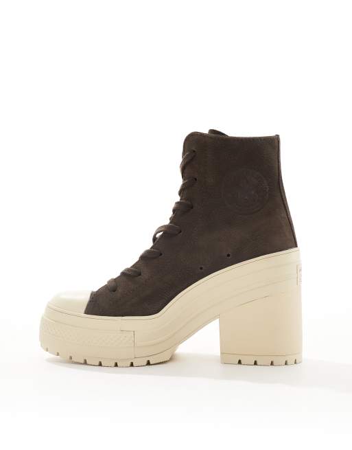 Converse Chuck 70 De Luxe heel platform sneakers in brown