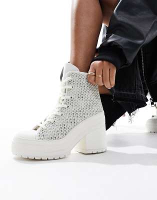 Converse Chuck 70 De Luxe Knit Heeled Sneaker In Ivory, Women's At Urban Outfitters In White