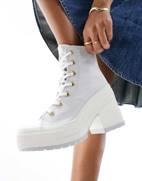 Converse Chuck 70 De Luxe Heeled sneakers with crafted stitching in light gray - view 1
