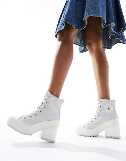 Converse Chuck 70 De Luxe Heeled sneakers with crafted stitching in light gray, 5 of 5