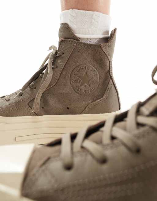 Converse Chuck 70 De Luxe squared platform sneakers in brown, 3 of 5