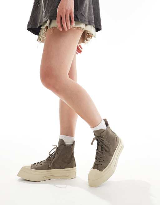 Converse Chuck 70 De Luxe squared platform sneakers in brown, 4 of 5