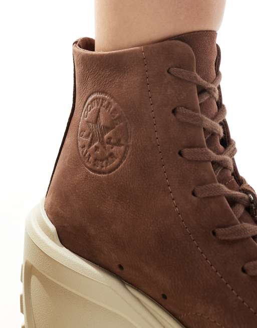 Converse Chuck 70 De Luxe wedge platform hi top sneakers in brown