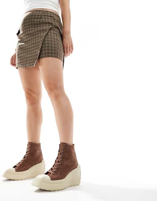 Converse Chuck 70 De Luxe wedge platform hi top sneakers in brown