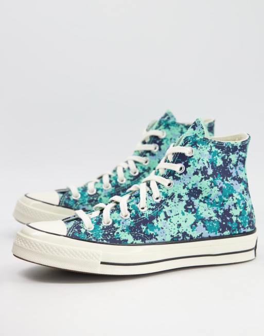 Converse Chuck 70 Hi Alt Exploration Digi Camo print trainers in green glow