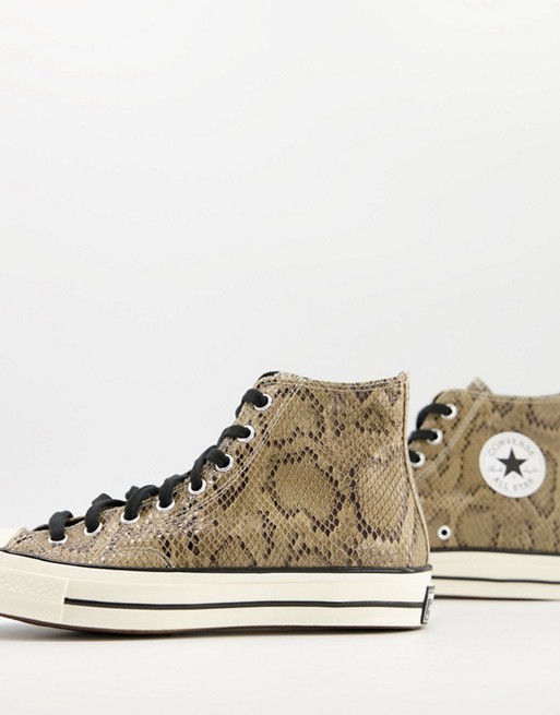 Converse Chuck 70 Hi Archive Reptile leather trainers in brown