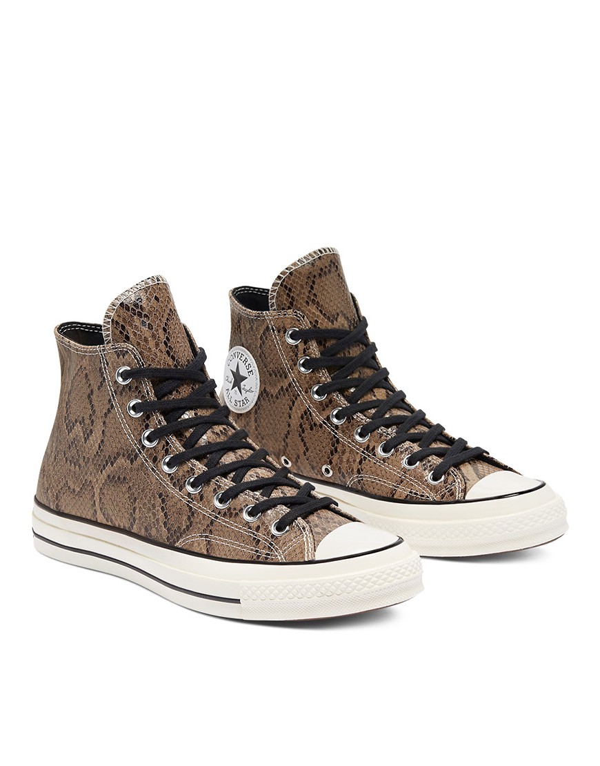 Converse Chuck 70 Hi Archive Reptile snake print leather sneakers in brown
