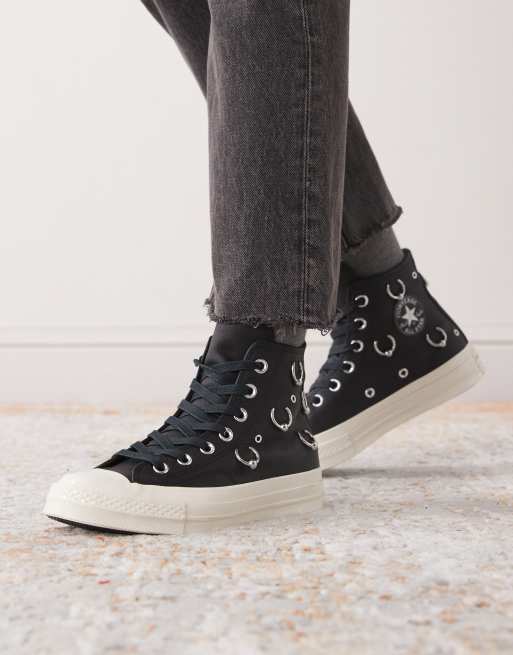 Converse - Chuck 70 Hi - Baskets avec détail en métal argenté - Noir, 5 de 5
