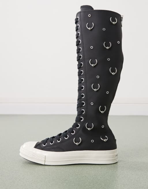 Converse - Chuck 70 Hi - Baskets hauteur genou avec détails en métal argenté - Noir, 2 de 5