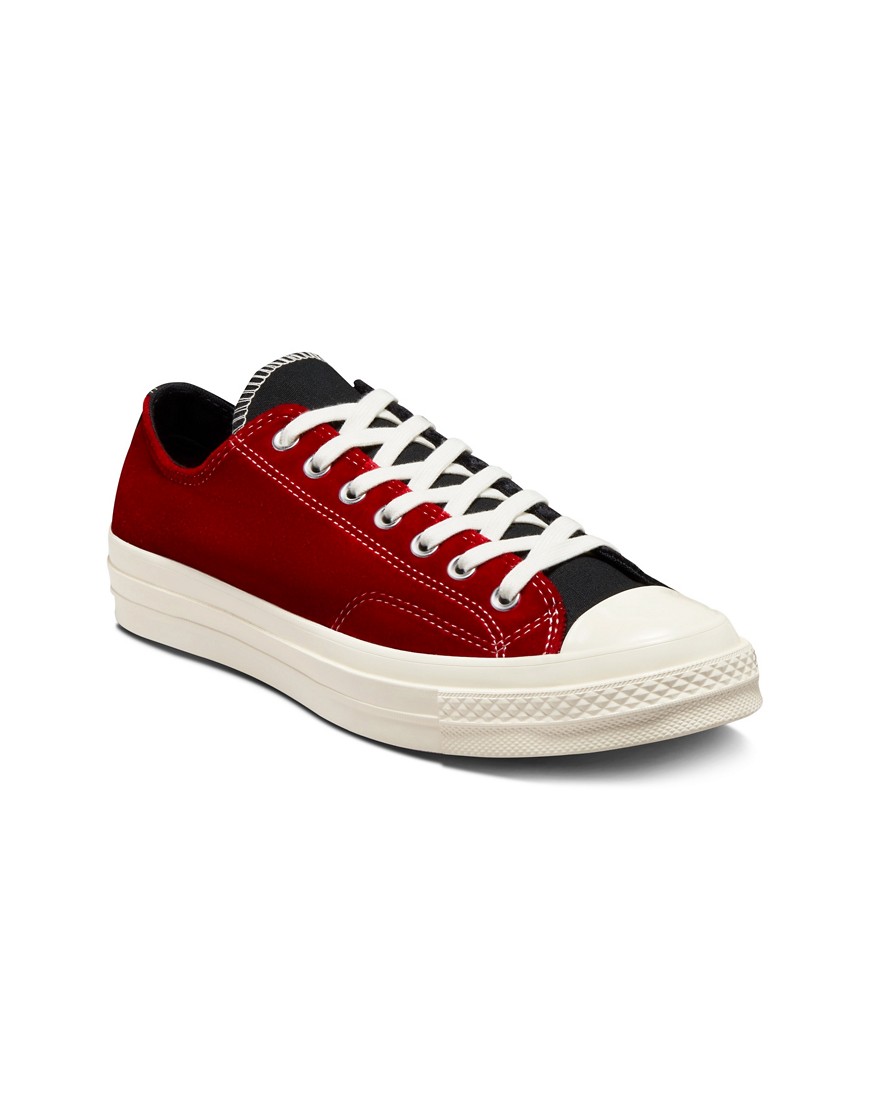 Converse Chuck 70 Hi beyond retro velvet sneakers in black/red