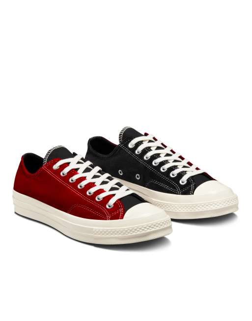 Black and shop red converse shoes