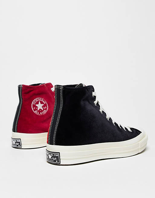 Converse Chuck 70 Hi beyond retro velvet sneakers in black/red | ASOS