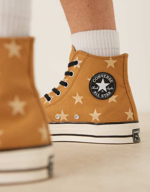 Converse – Chuck 70 Hi – Brązowe buty sportowe z nadrukiem w gwiazdki, 3 z 5