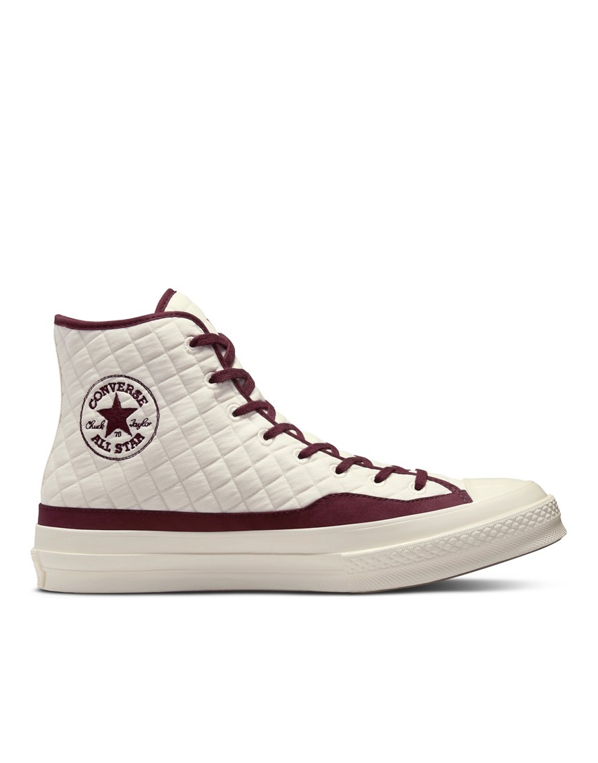 Converse Chuck 70 Hi cozy utility sneakers in cream and burgundy-Neutral