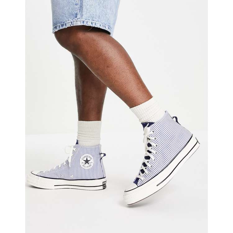 White converse with blue stripe new arrivals