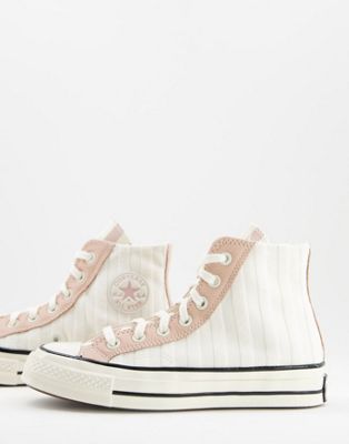 Converse Chuck 70 Hi Crafted Folk jacquard sneakers in egret/pink clay