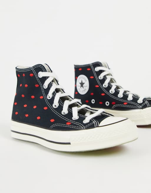 Converse Chuck 70 Hi Crafted With Love embroidered canvas sneakers in black