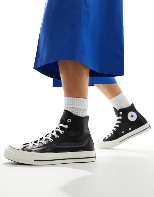 Converse – Chuck 70 Hi – Czarne skórzane buty sportowe za kostkę