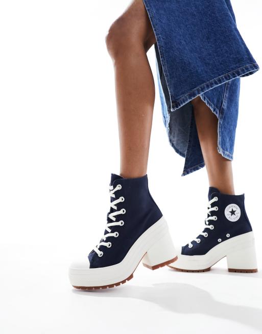 Converse Chuck 70 Hi De Luxe Heeled sneakers in navy and white