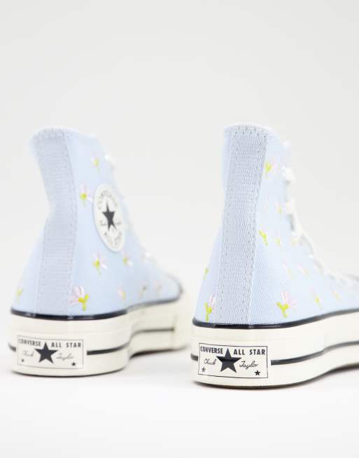 Blue flower converse sale