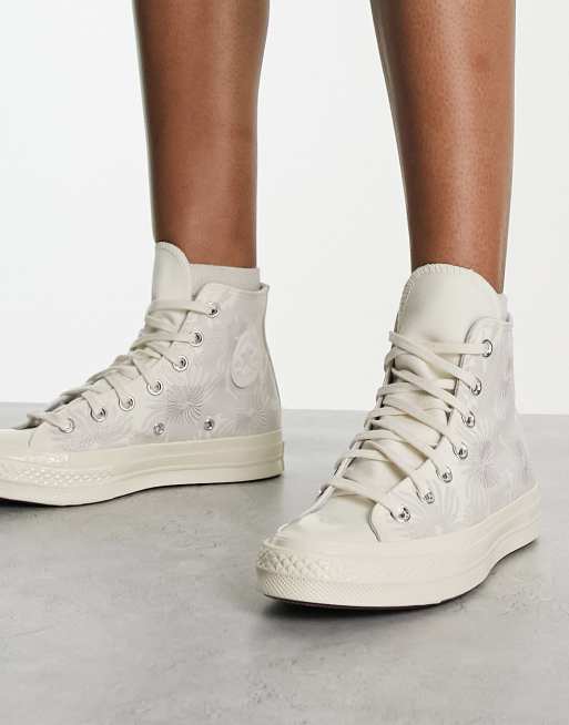 Converse Chuck 70 Hi floral print sneakers in cream