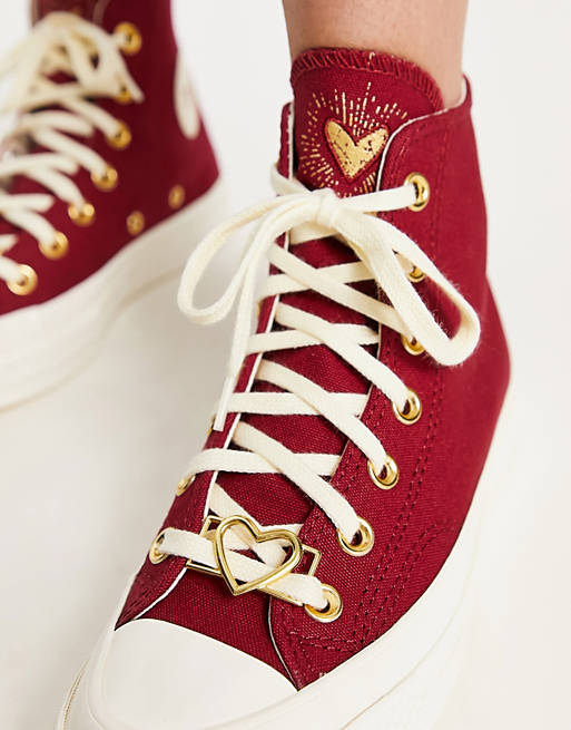 Converse Chuck 70 Hi heart embroidery sneakers in red | ASOS