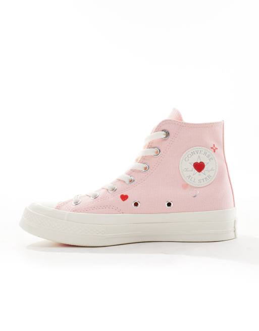 Converse Chuck 70 Hi heart sneakers in baby pink, 2 of 5