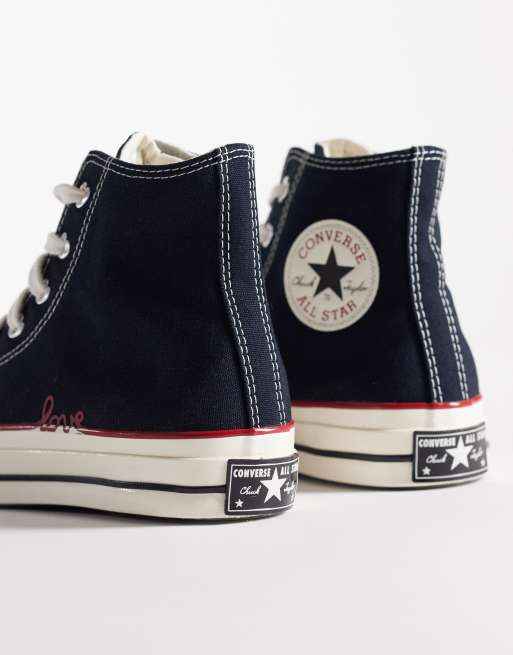 Converse - Chuck 70 Hi - Hoge sneakers met 'Love'-tekstdetail in zwart, 2 van 5