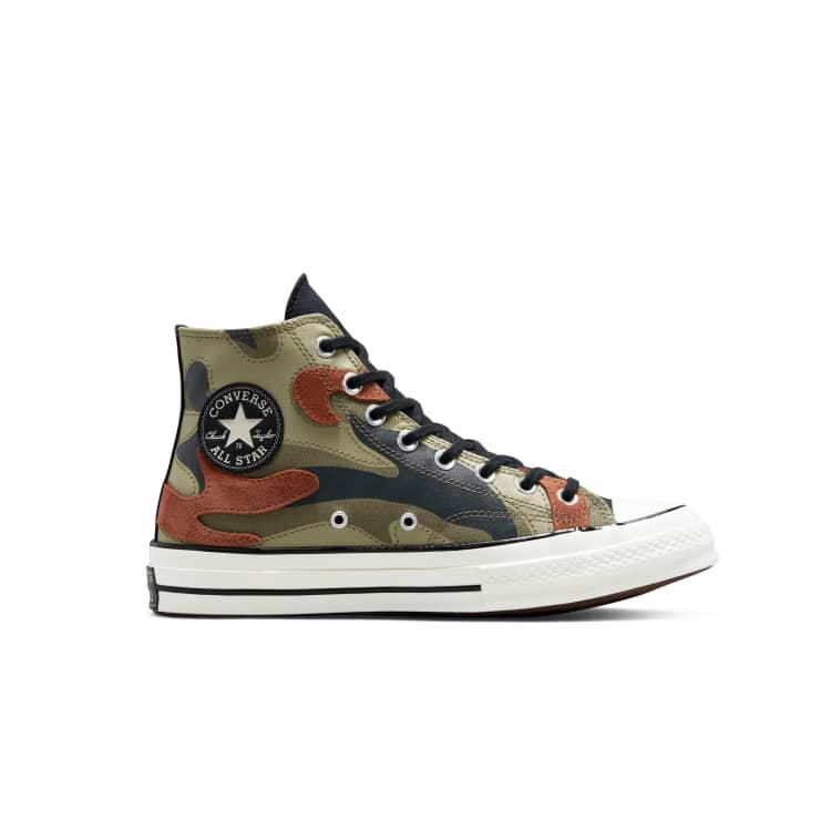 Converse Chuck 70 Hi Hybird Camo suede-mix sneakers in field