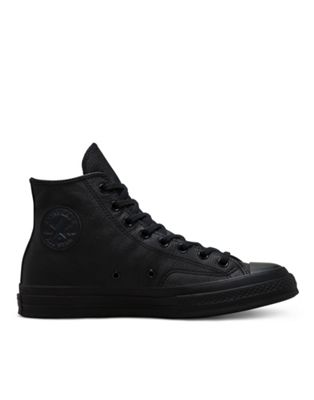 Converse Chuck 70 Hi Leather Sneakers In Black In Black/almost Black/black