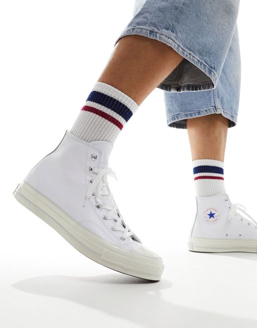 Converse – Chuck 70 Hi – Leder-Sneaker in Weiß