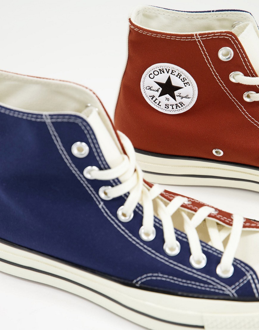 Converse - Chuck 70 Hi - Marineblå og brune sneakers-Multifarvet